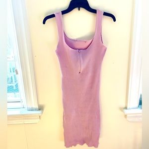 RAINBOWSHOPS Lilac Purple Ribbed Knit Midi-Bodycon dress